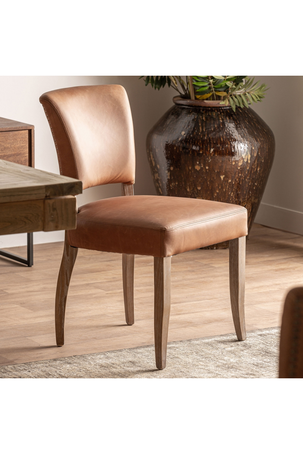 Brown Leather Dining Chair (2) | Vical Home Tolla | Oroa.com