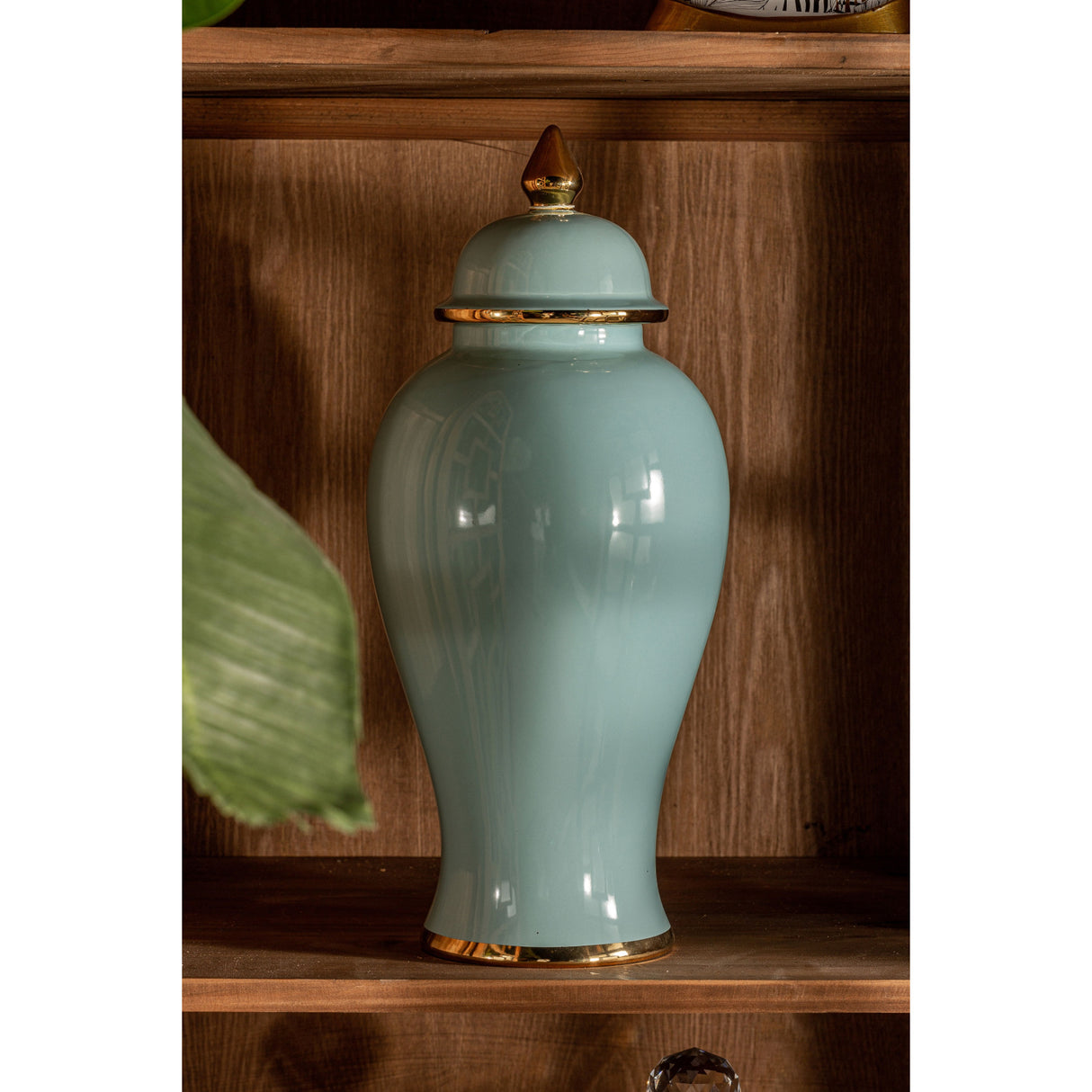 Modern furniture - Blue Ceramic Lidded Vase - www.oroa.com | Oroa.com