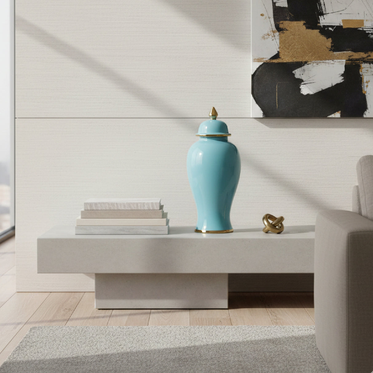 Modern furniture - Blue Ceramic Lidded Vase - www.oroa.com | Oroa.com