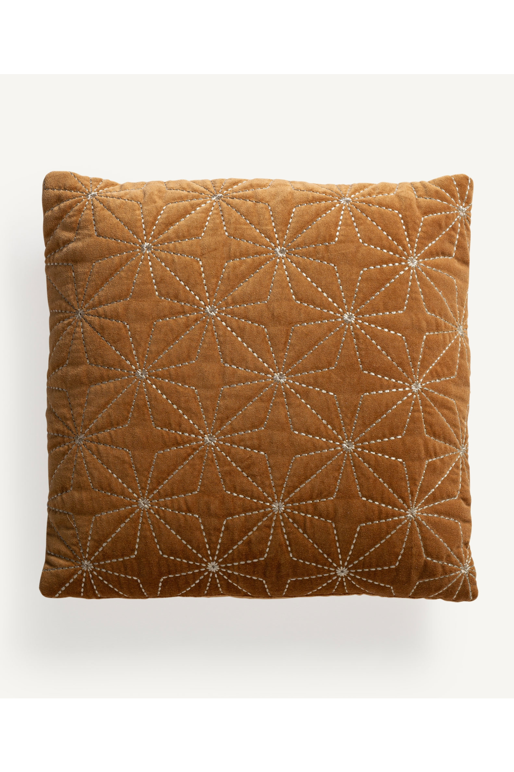 Embroidered Ocher Velvet Cushion | Vical Home Vilma | Oroa.com