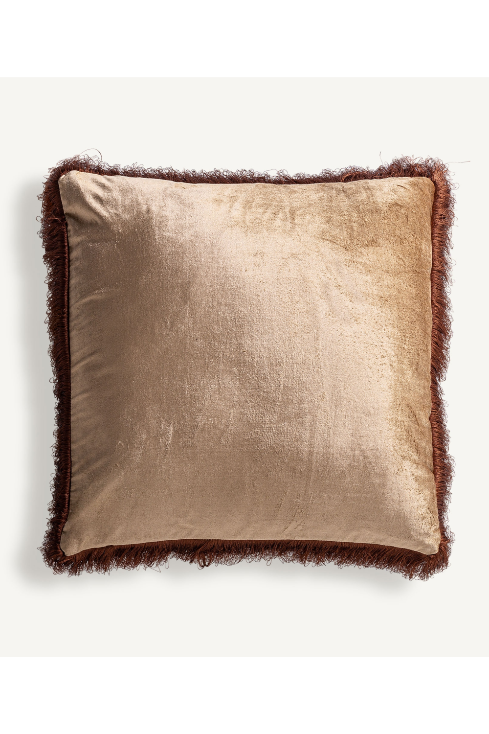 Beige Velvet Fringed Cushion | Vical Home Zaid | Oroa.com