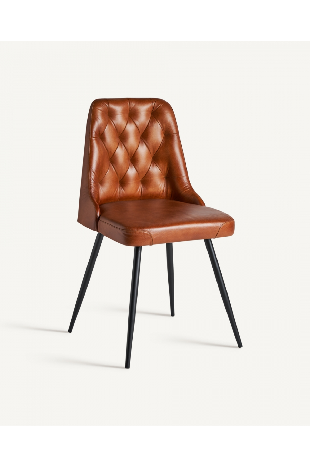 Brown Leather Tufted Dining Chair (2) | Vical Home Dexter | Oroa.com