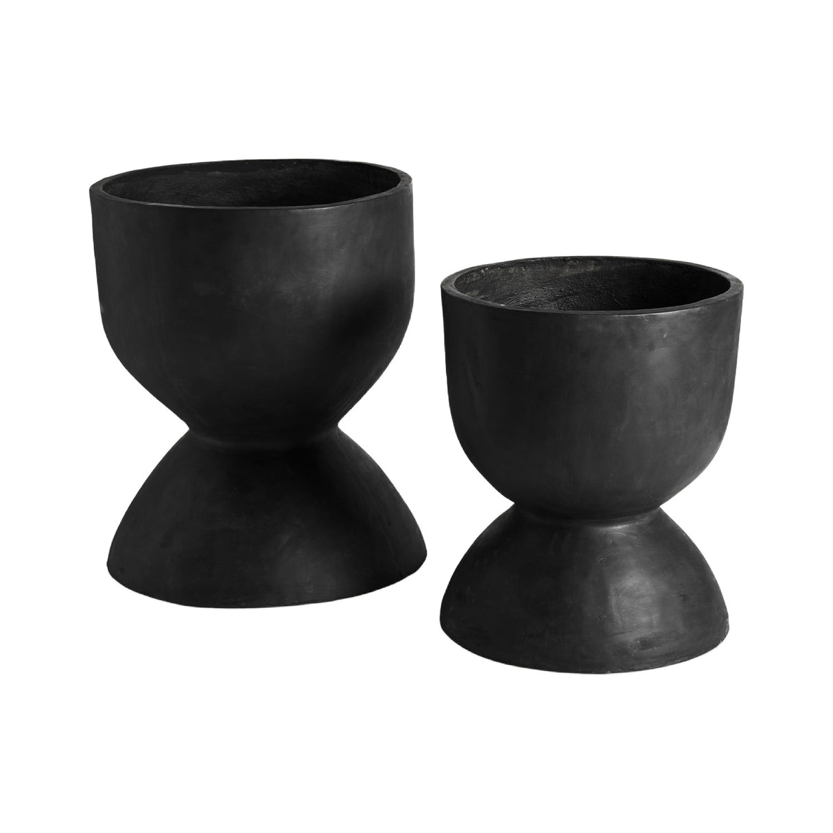 Modern European furniture - Black Terracotta Hourglass Planters (2) - www.oroa.com | Oroa.com