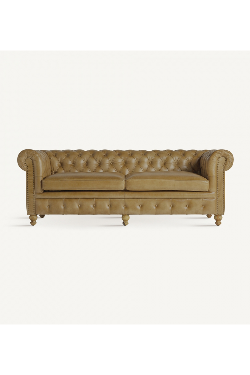 Brown Leather 3-Seater Chesterfield Sofa | Vical Home Elkins | Oroa.com
