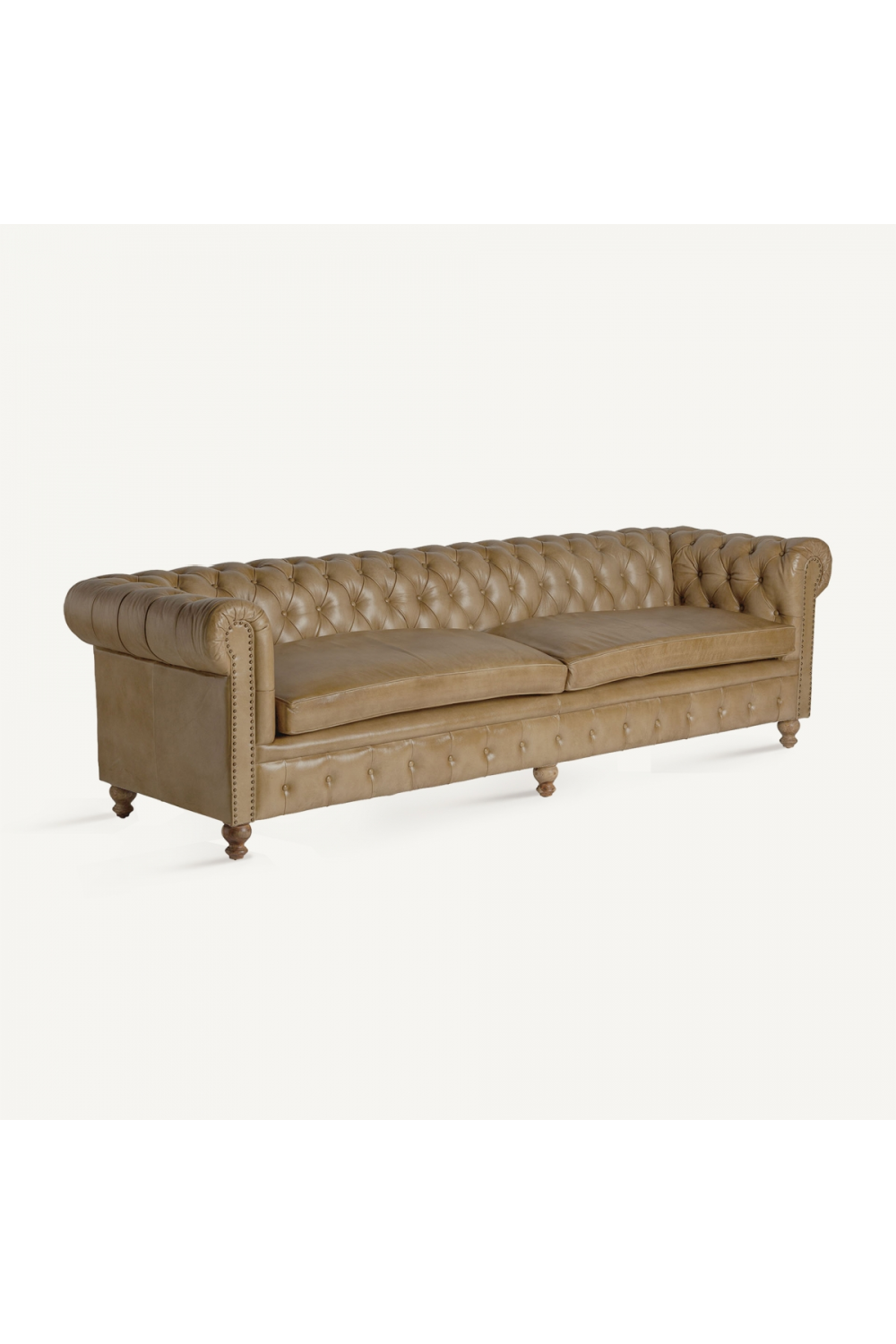 Brown Leather 4-Seater Chesterfield Sofa | Vical Home Elkins | Oroa.com