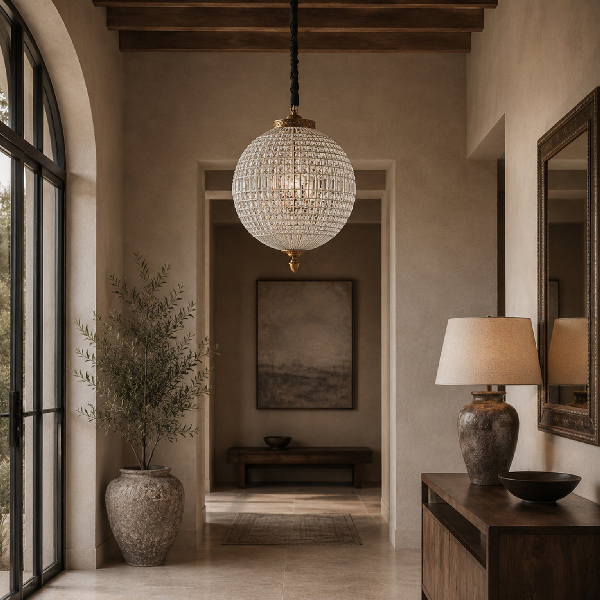 Crystal Beads Round Pendant Lamp | Oroa.com