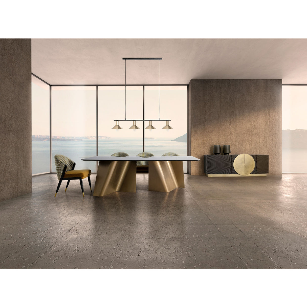 Modern European furniture - Gold 4-Light Linear Pendant Lamp - www.oroa.com | Oroa.com