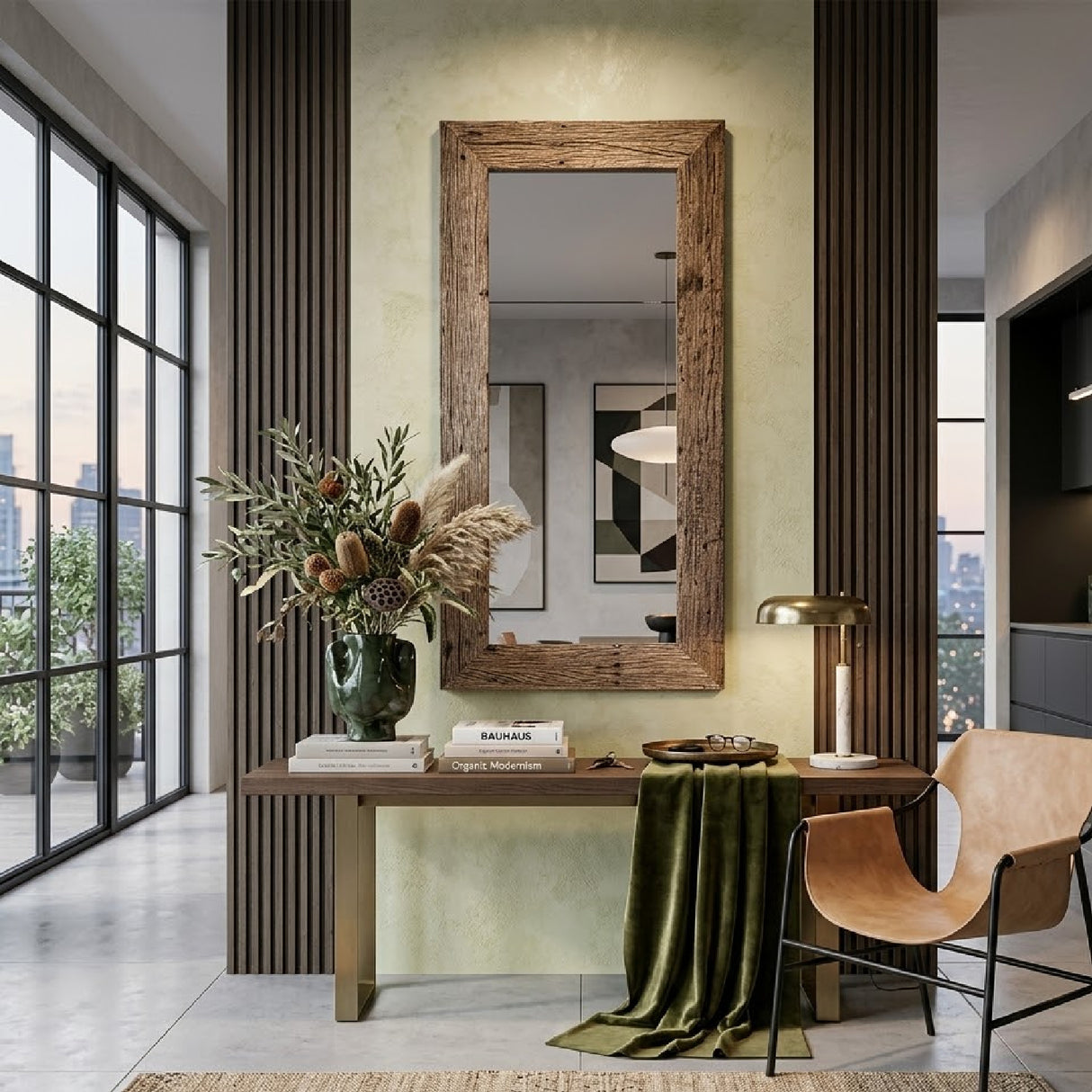 Modern European furniture - Rustic Pine Rectangular Mirror - www.oroa.com | Oroa.com