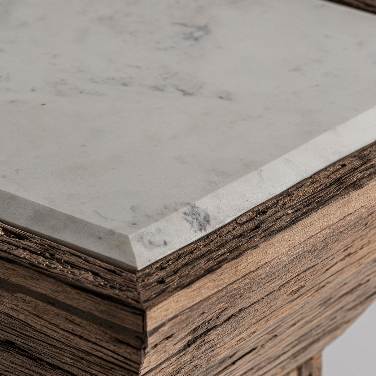 Modern European furniture - Rustic Pine Marble Side Table - www.oroa.com | Oroa.com