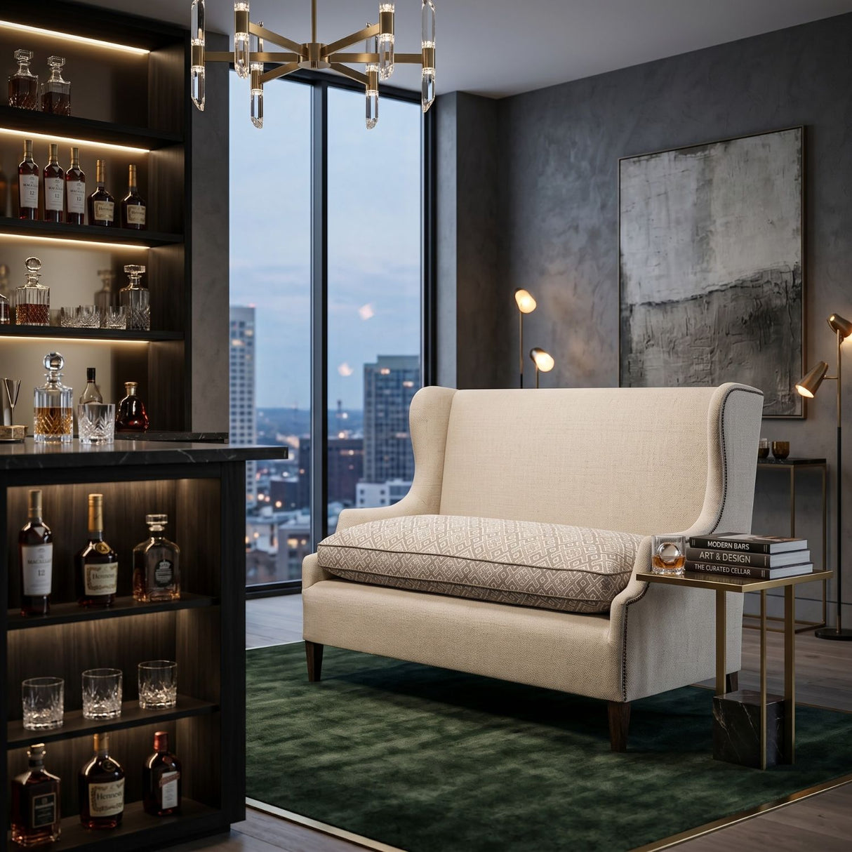 Patterned Beige Bar Sofa | Oroa.com