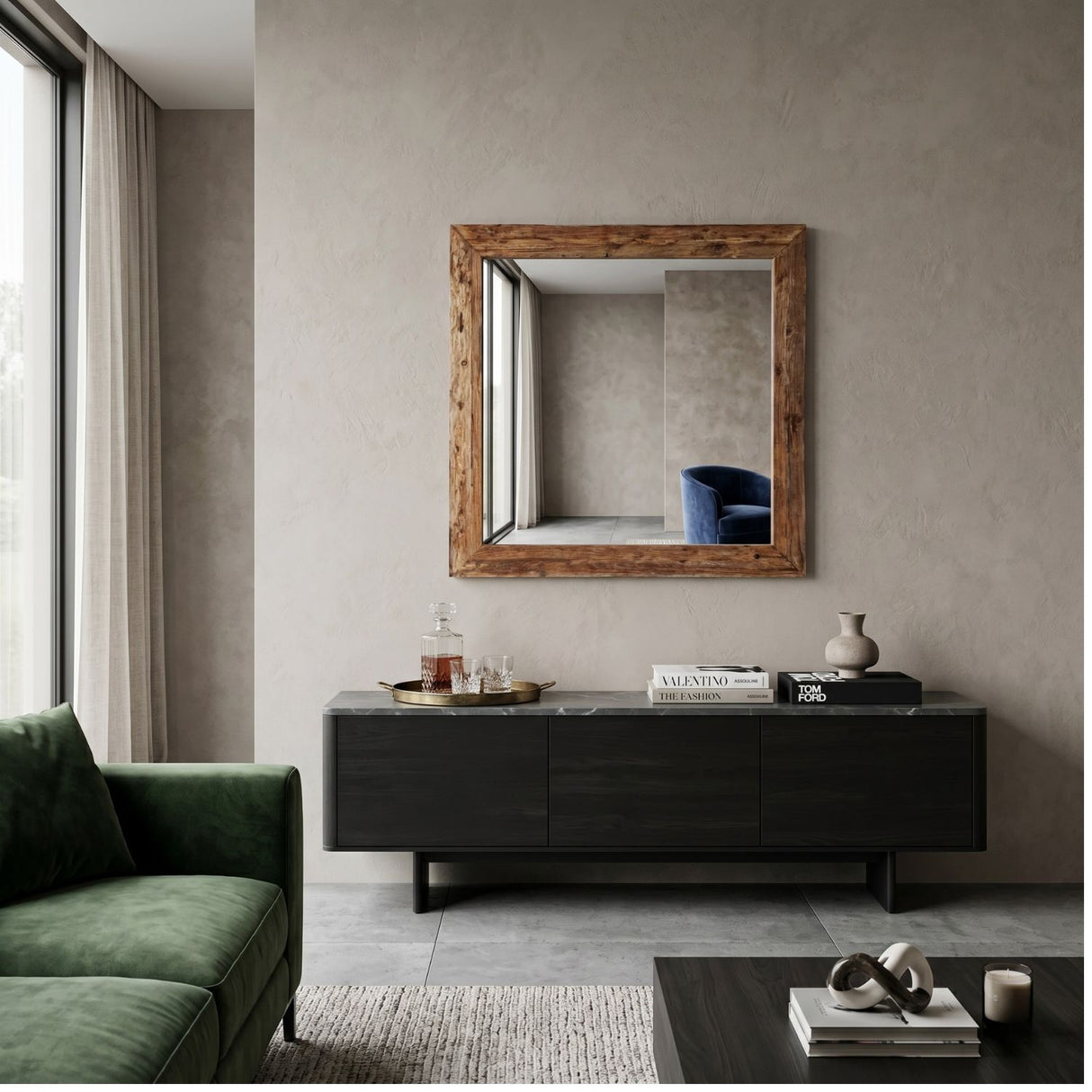 Teak Wood Square Mirror | Oroa.com