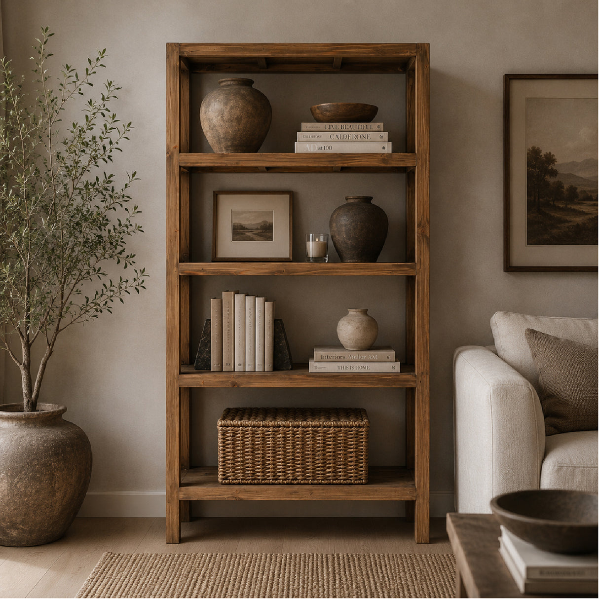 Elm Wood 4-Layer Bookcase | Oroa.com