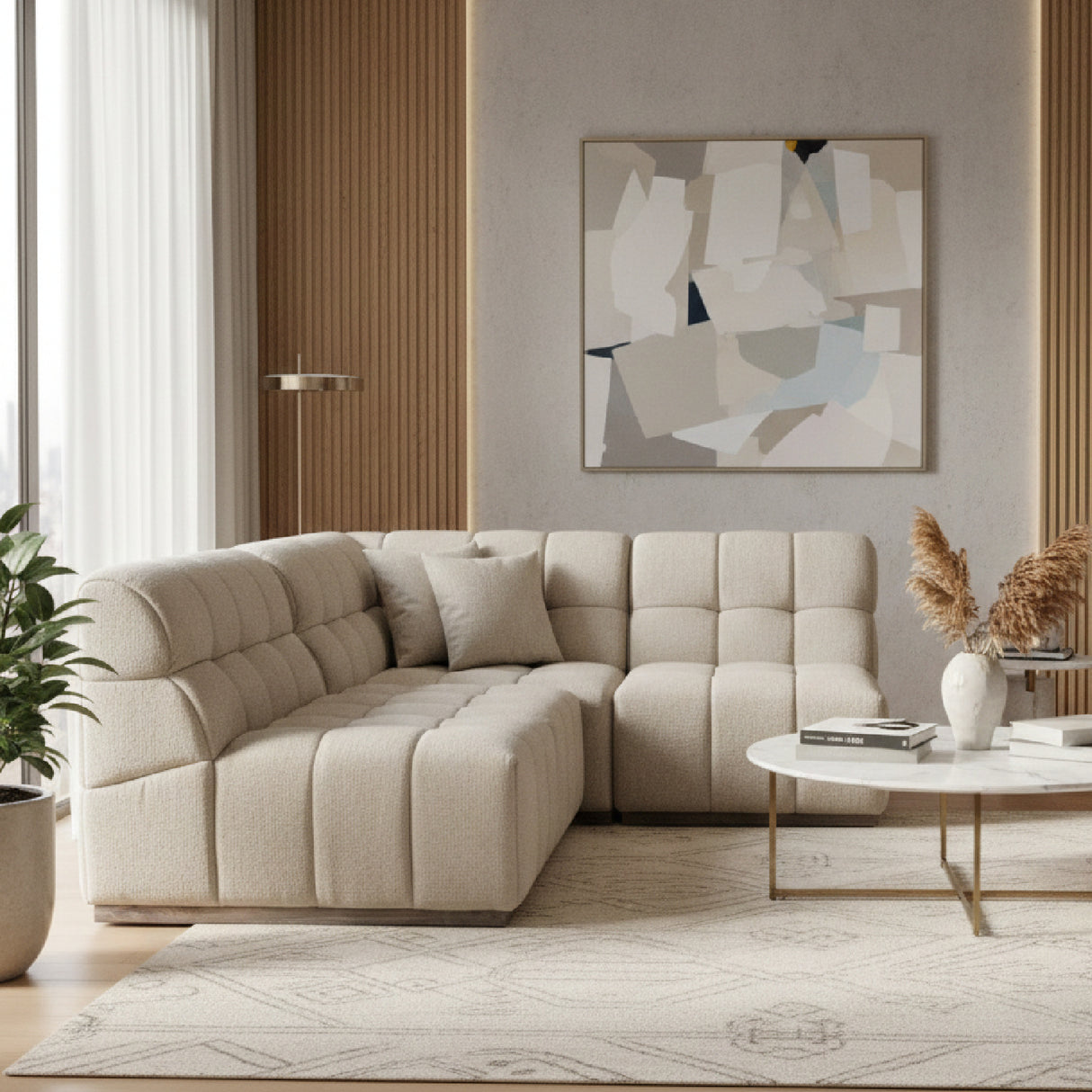 Modern furniture - White Square-Tufted Module Sofa - www.oroa.com | Oroa.com