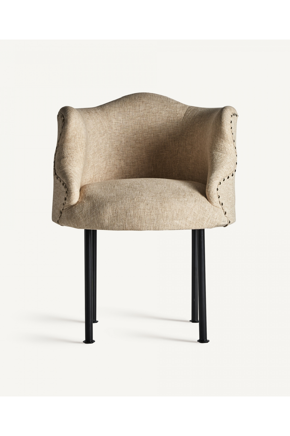 Studded Jute Beige Armchair | Oroa.com