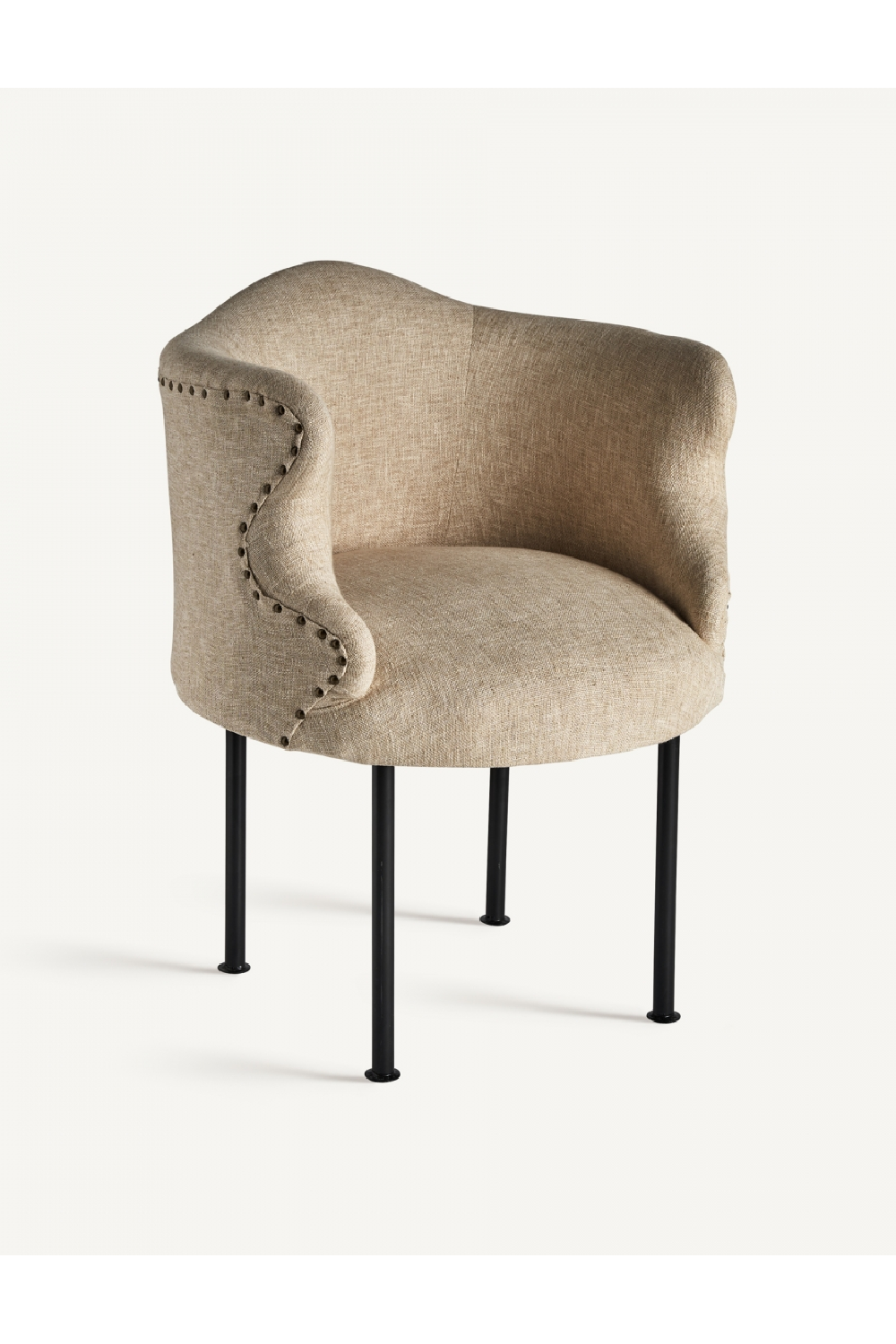 Studded Jute Beige Armchair | Oroa.com