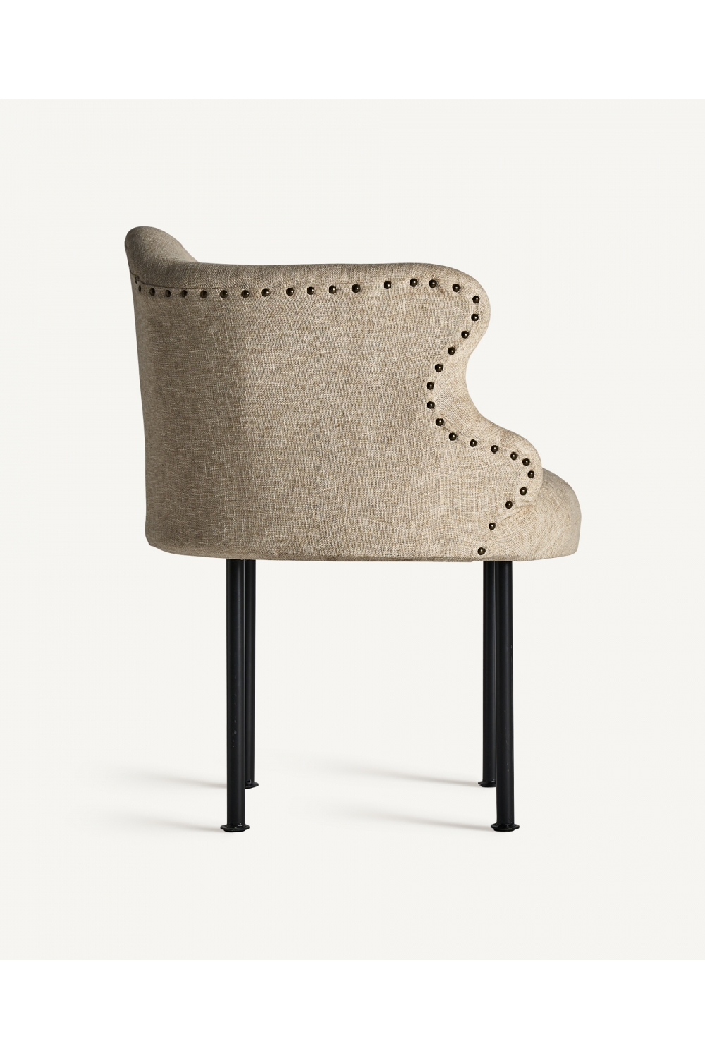 Studded Jute Beige Armchair | Oroa.com