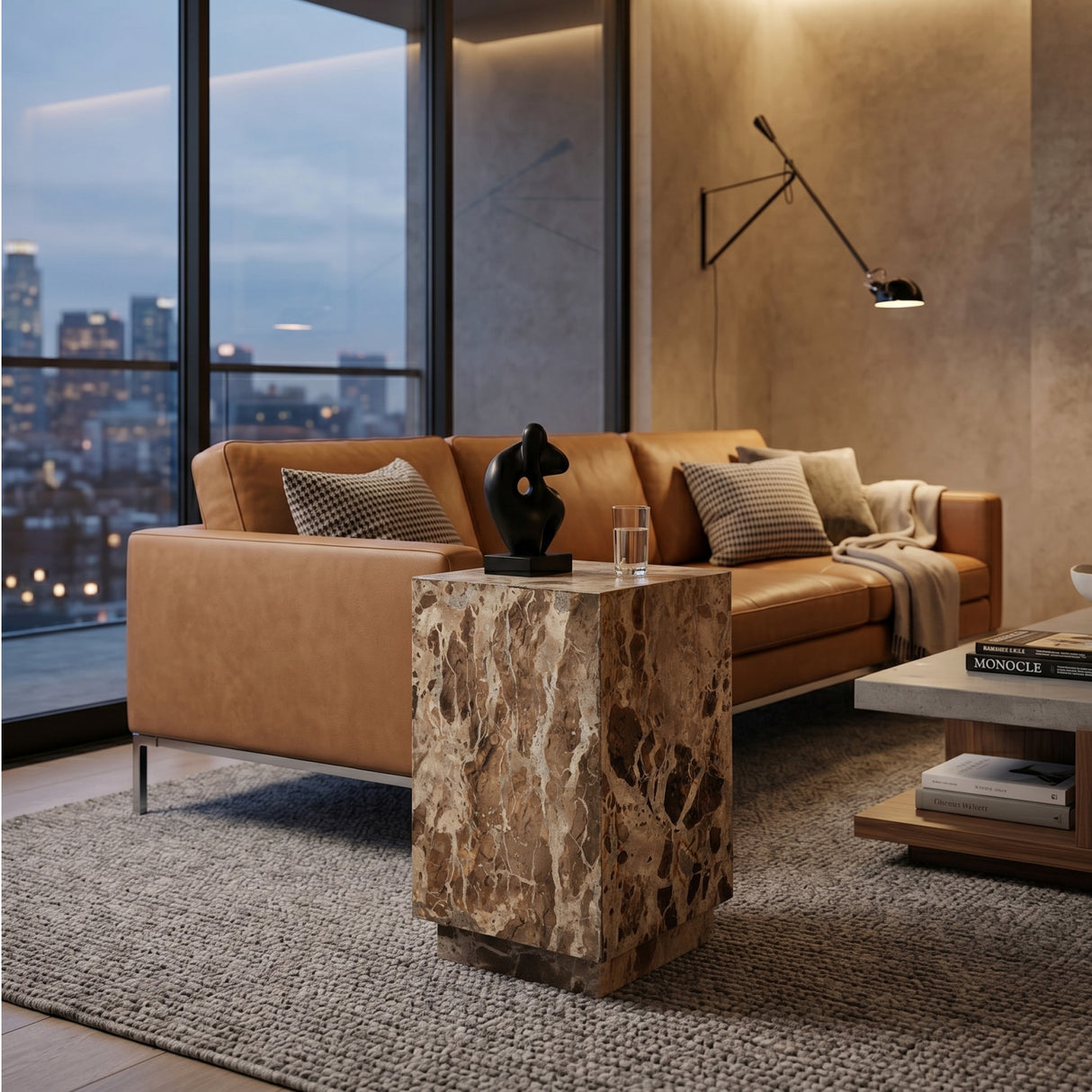 Beige Marble Side Table | Oroa.com
