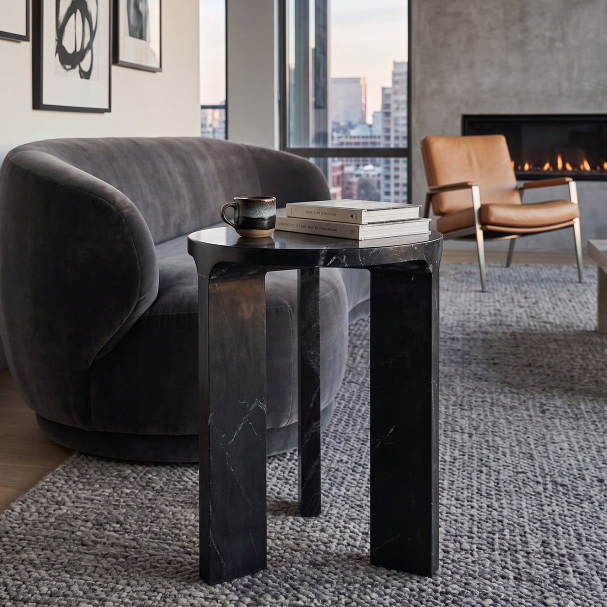 Black Marble Side Table | Oroa.com