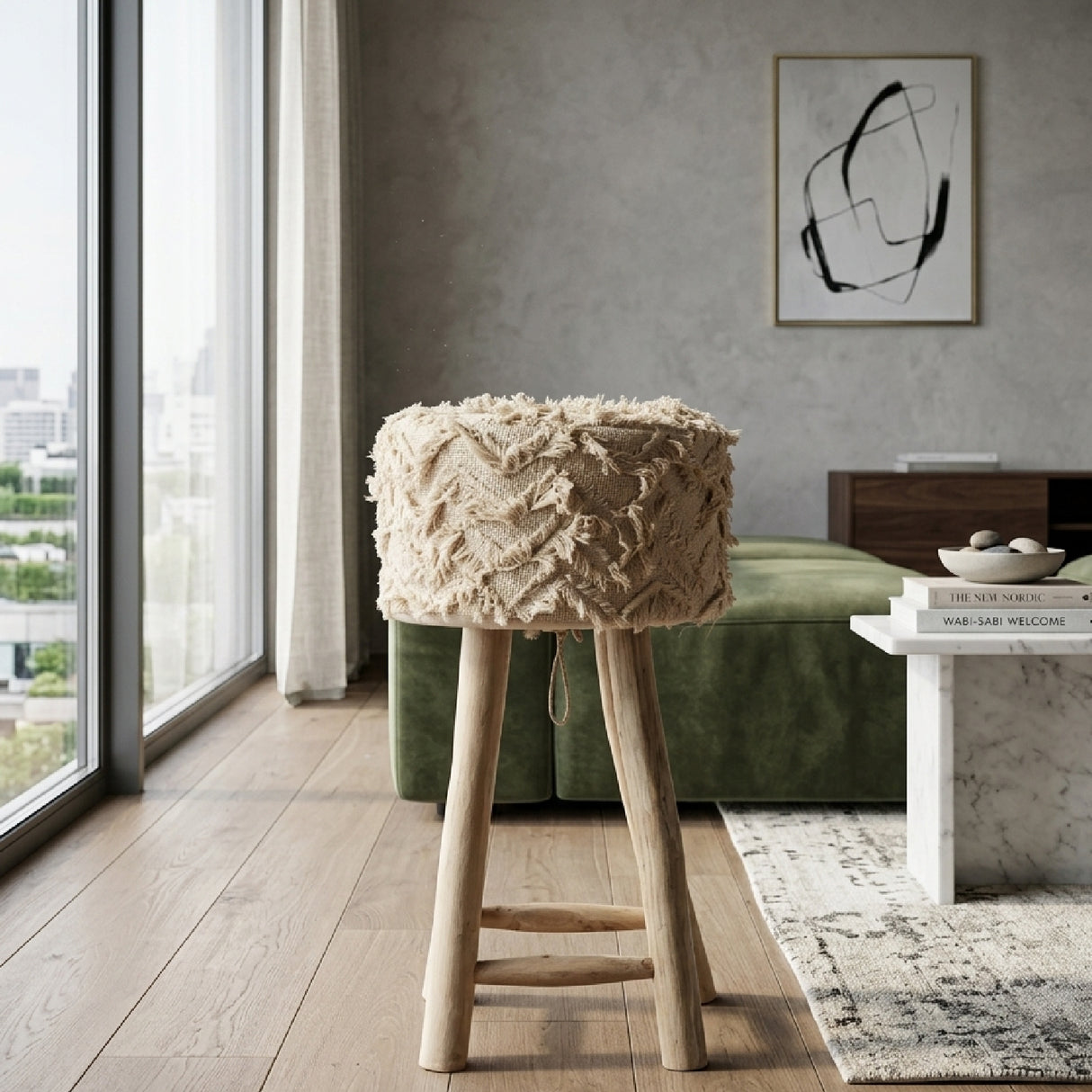 Handcrafted Boho-Style Accent Stool | Oroa.com