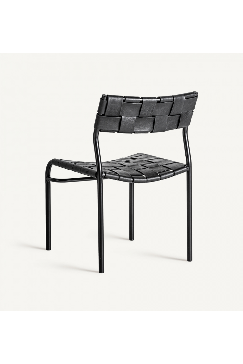 Woven Black Leather Dining Chair (2) | Vical Home Franey | Oroa.com