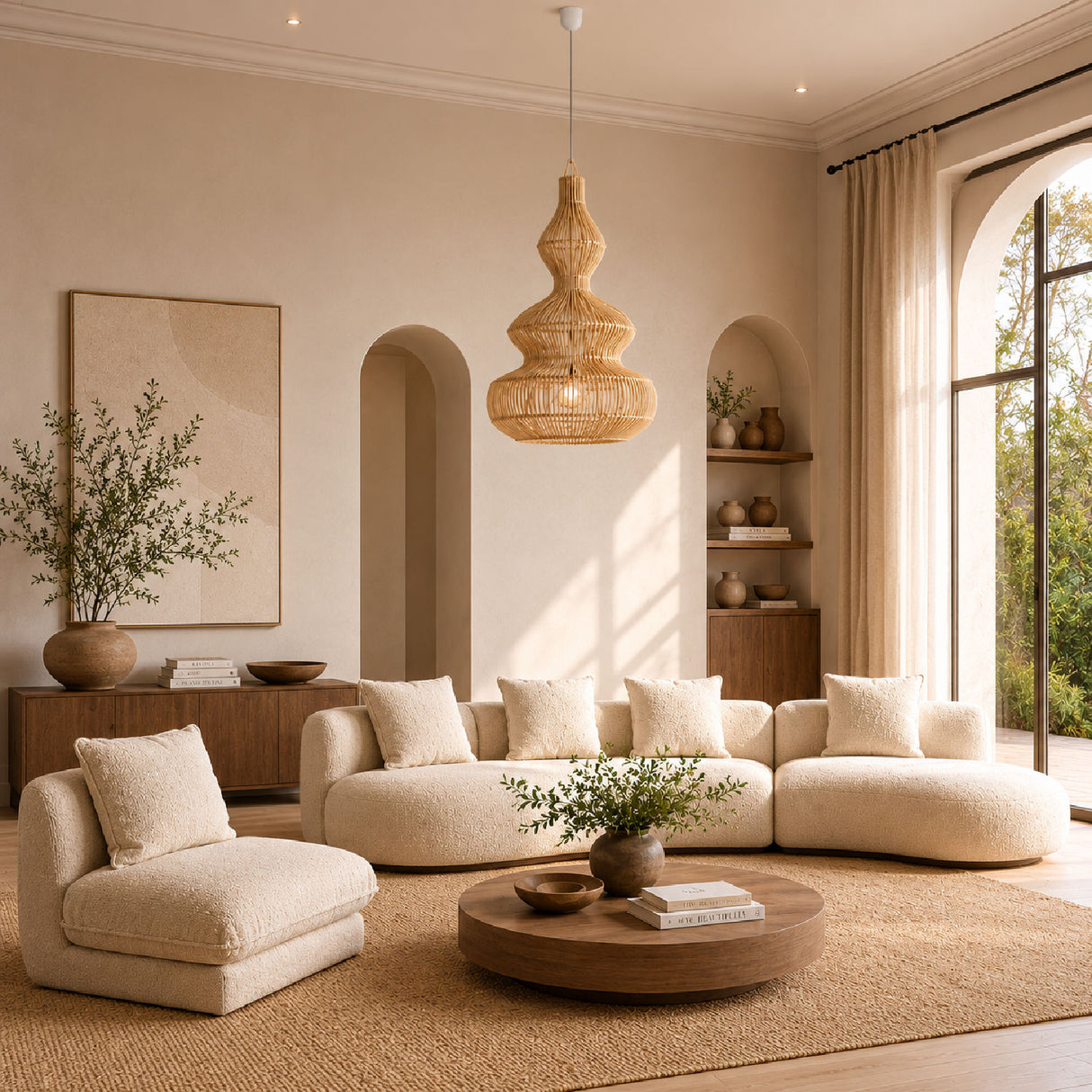 Modern European furniture - Wavy Rattan Pendant Light - www.oroa.com | Oroa.com