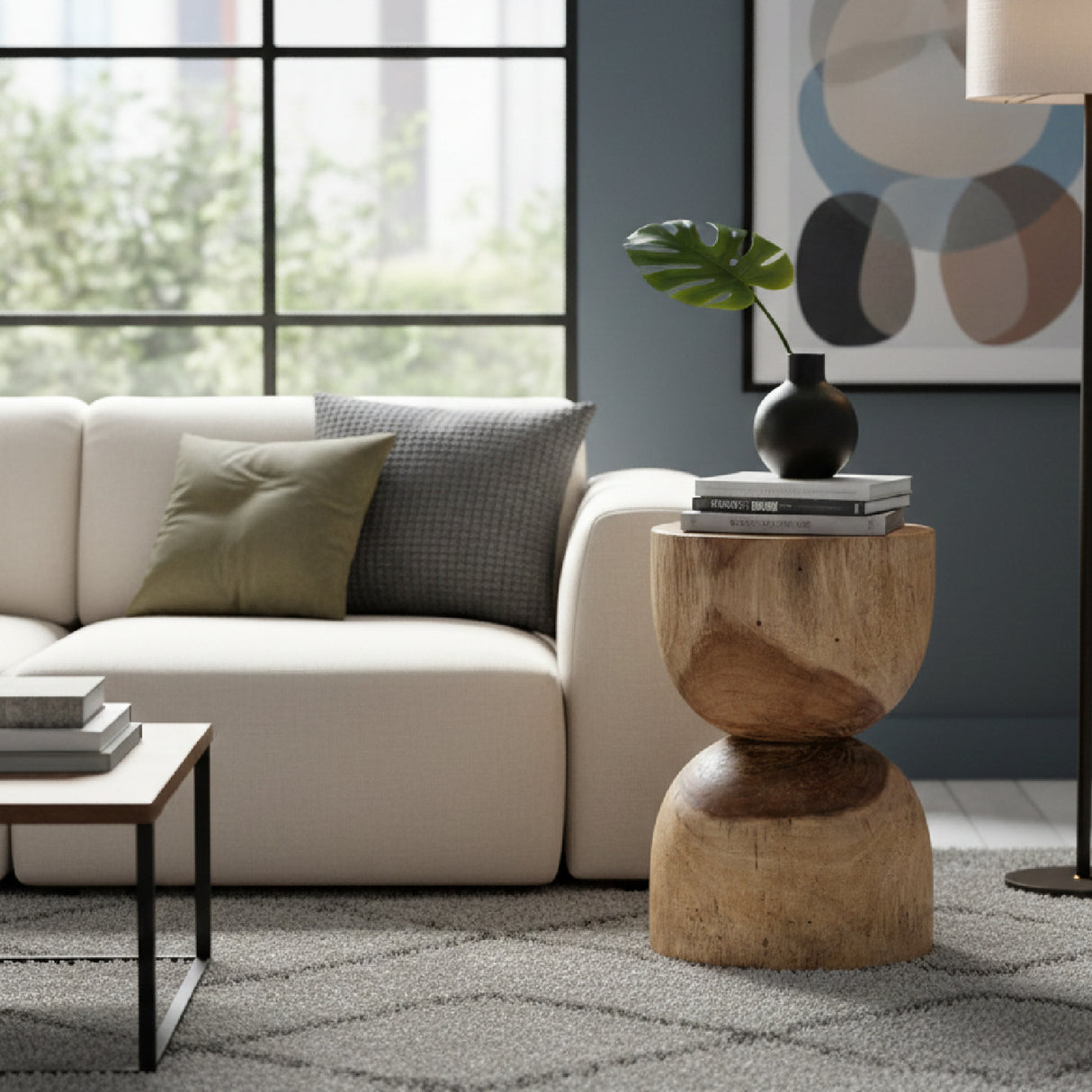 Suar Wood Hourglass Side Table | Oroa.com