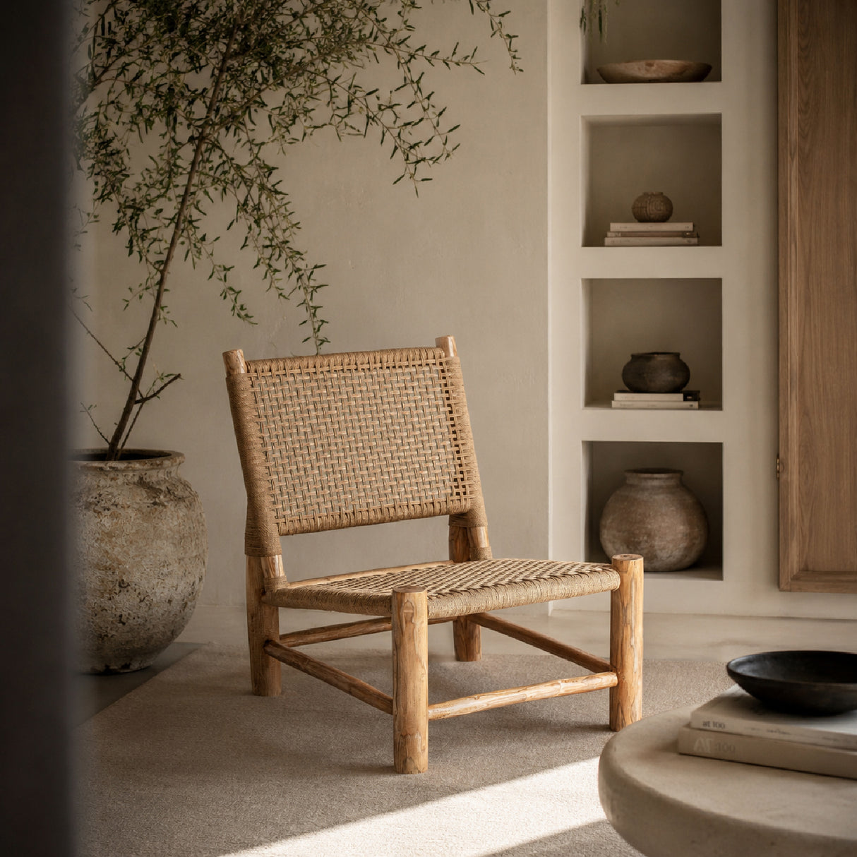 Modern European furniture - Teak Framed Hemp Accent Chair - www.oroa.com | Oroa.com