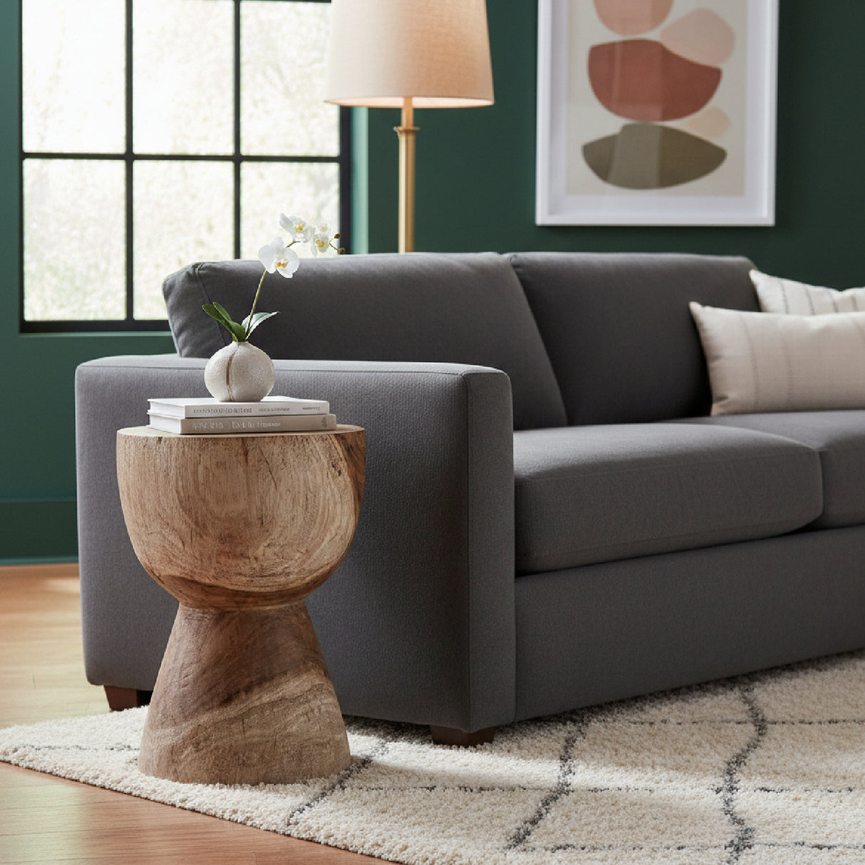 Suar Wood Flared Side Table | Oroa.com