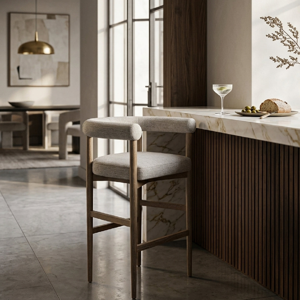 Modern European furniture - Curved Ash Wood Counter Stool - www.oroa.com | Oroa.com