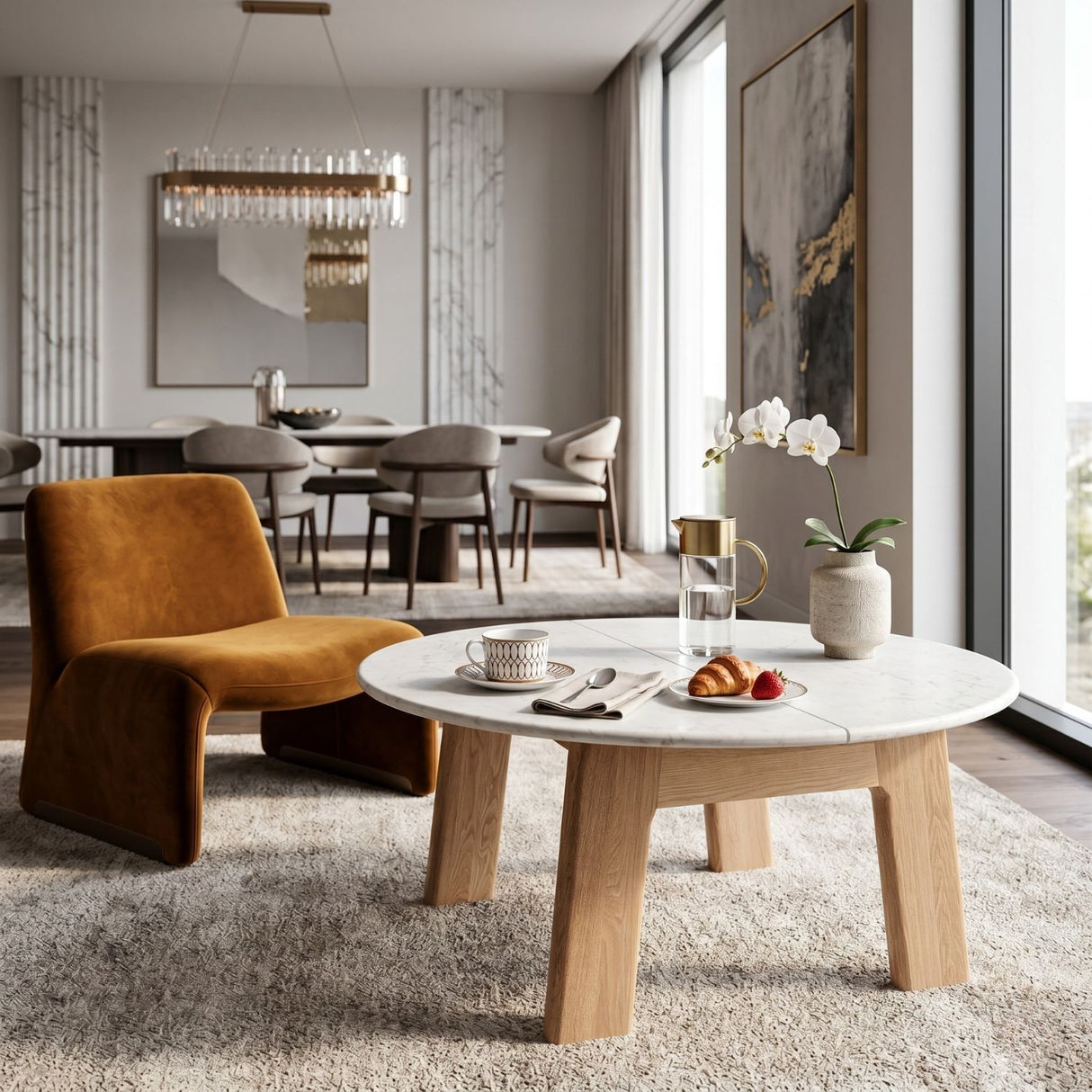 Modern European furniture - White Marble Round Dining Table - www.oroa.com | Oroa.com