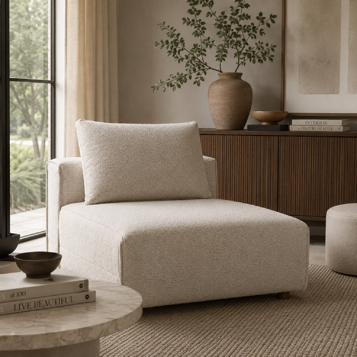 Cream Fabric Modular Sofa | Oroa.com