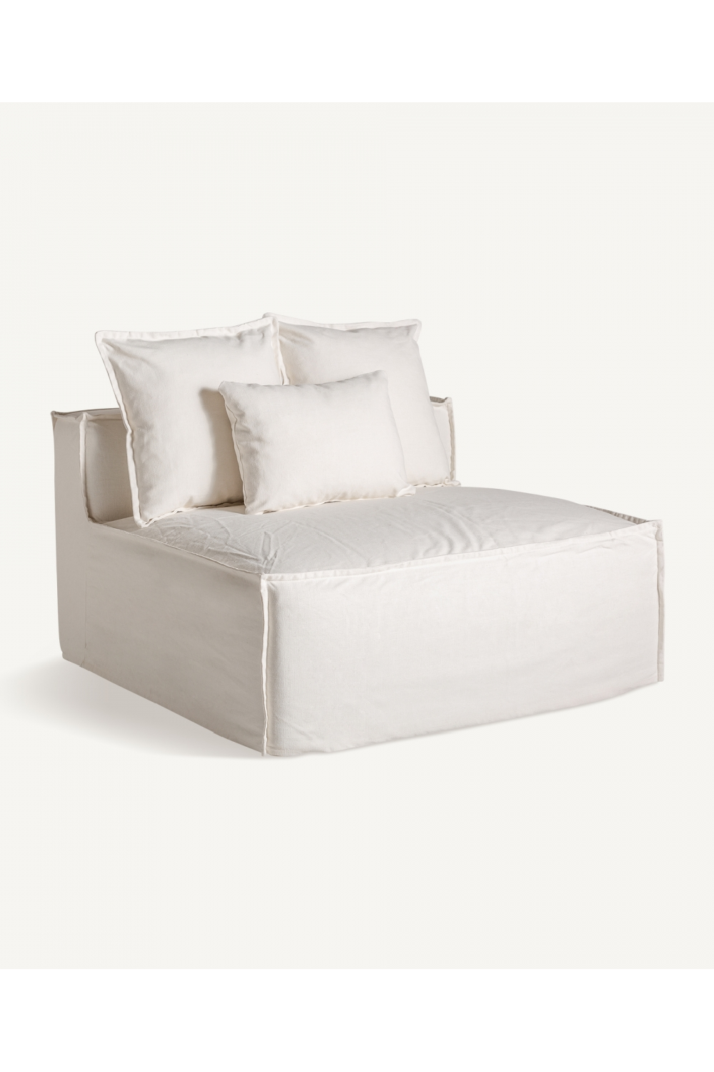 White Cotton Flanged Central Sofa | Vical Home Virolle | Oroa.com