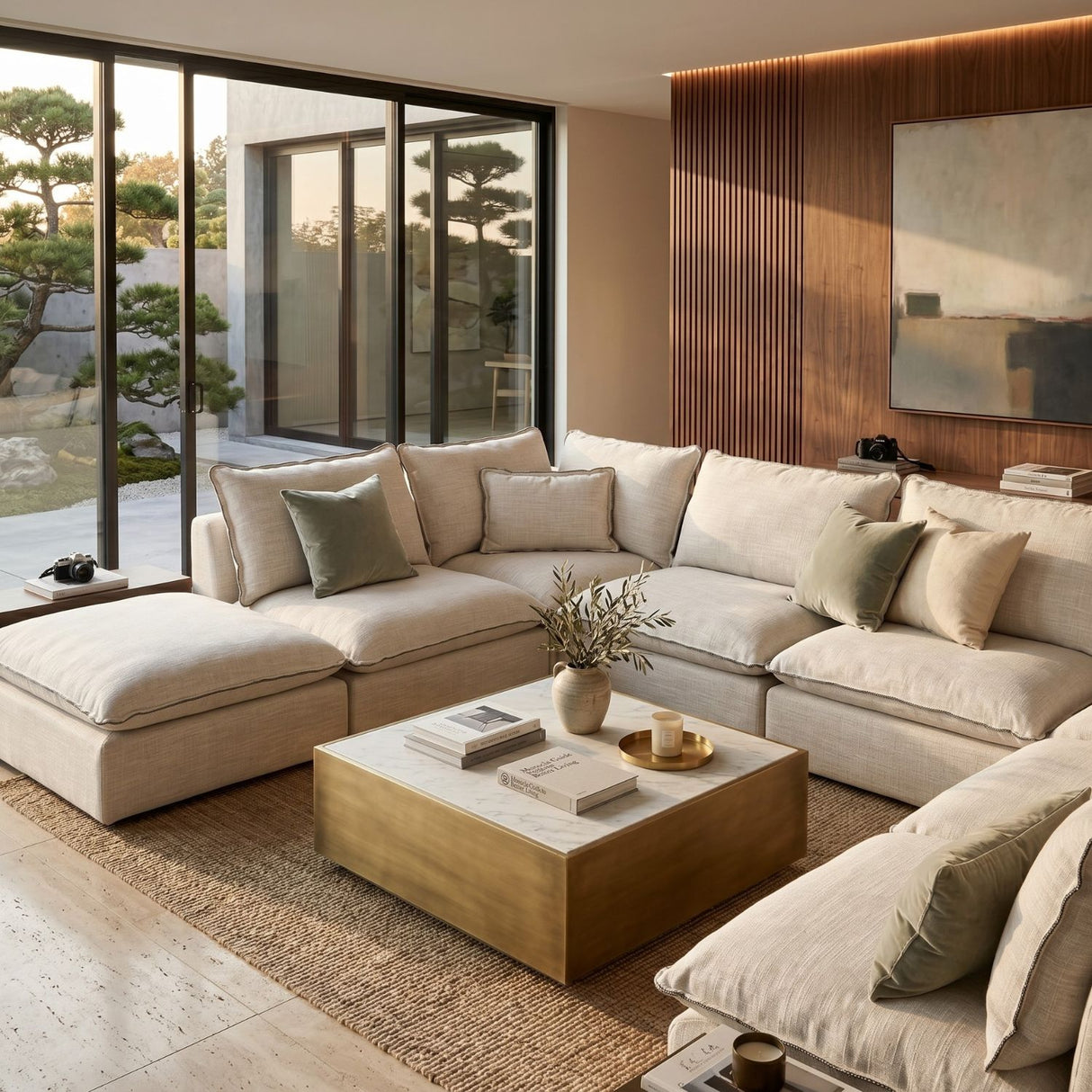 Off White Flanged Central Sofa | Oroa.com