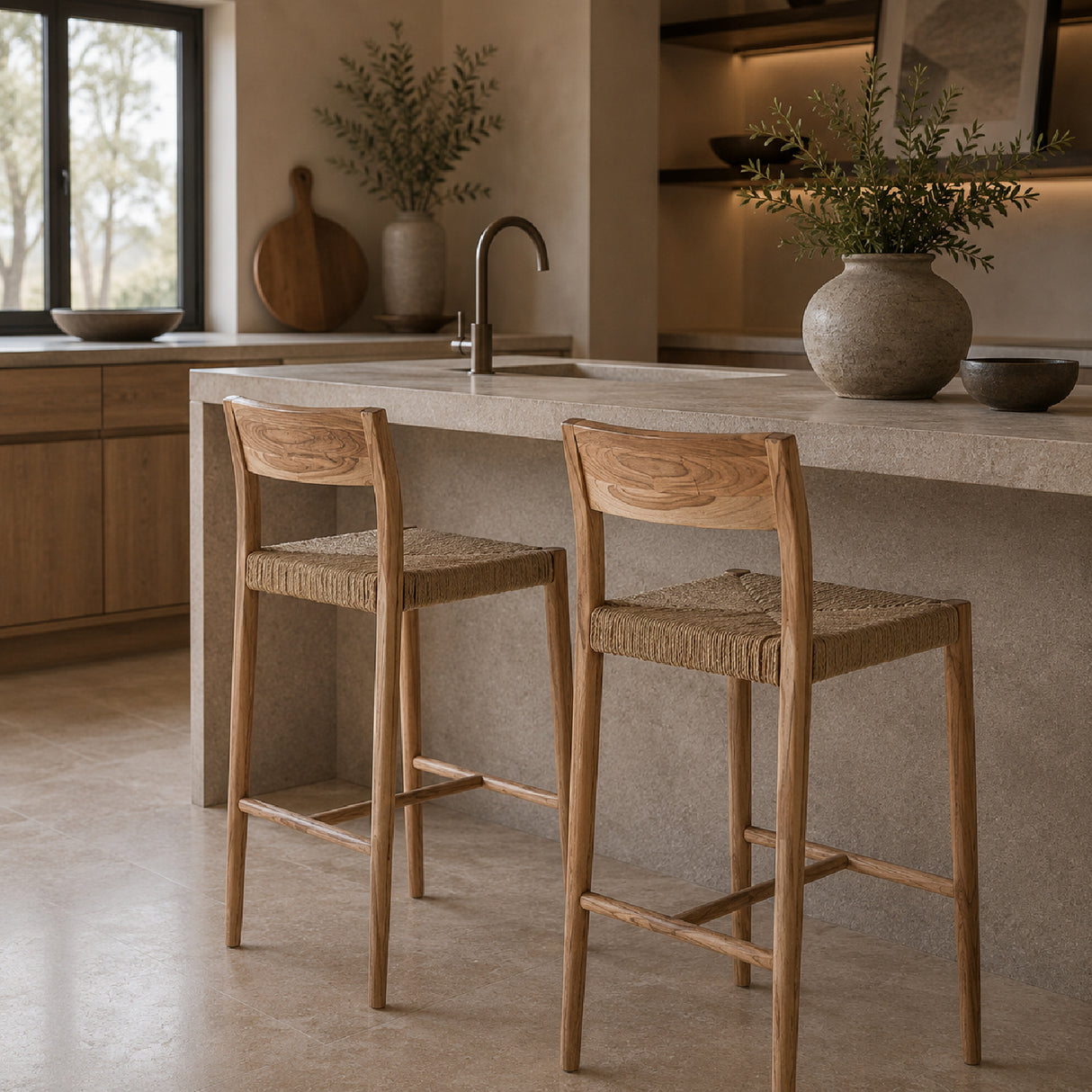 Modern European furniture - Brown Teak Counter Stool - www.oroa.com | Oroa.com