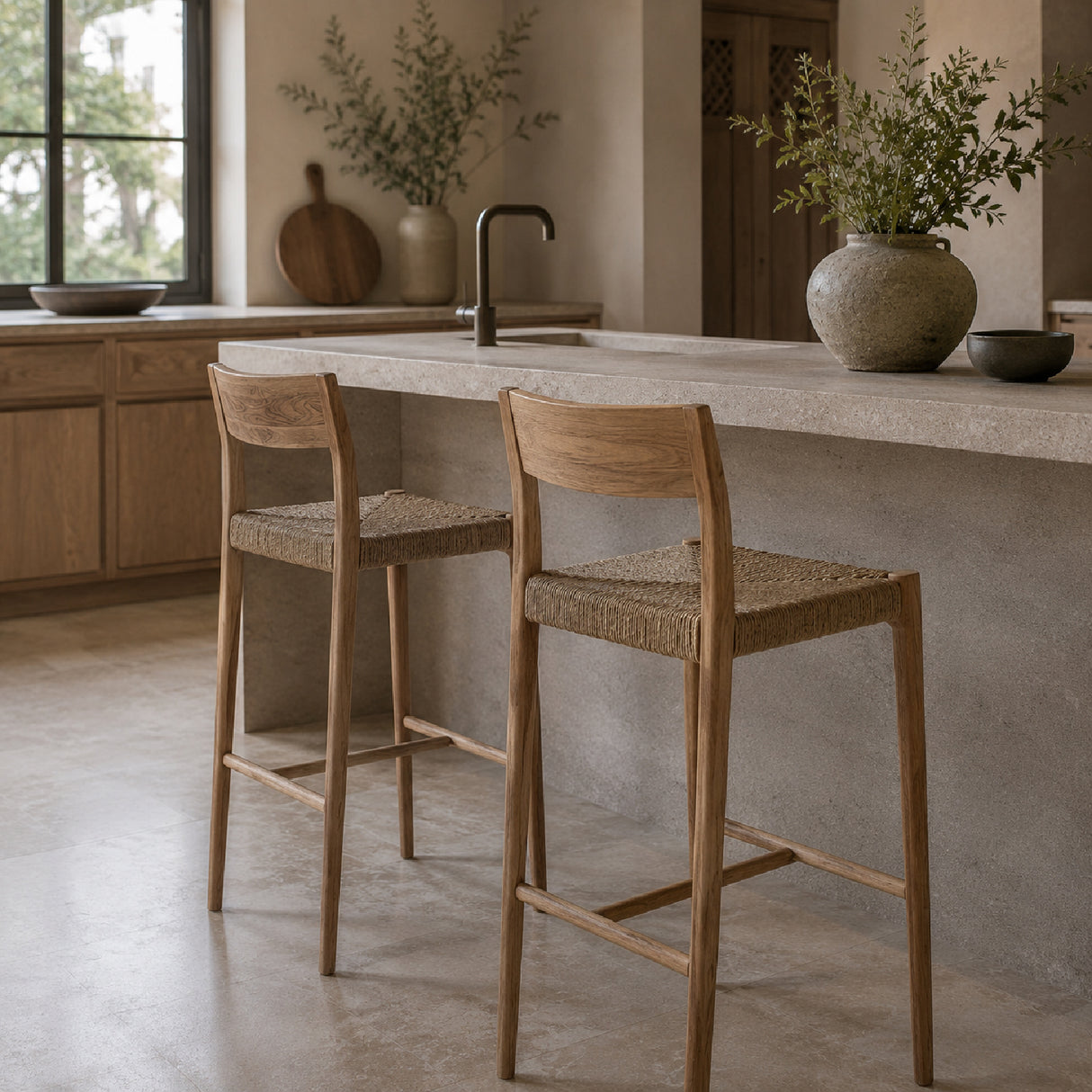 Modern European furniture - Brown Teak Bar Stool - www.oroa.com | Oroa.com