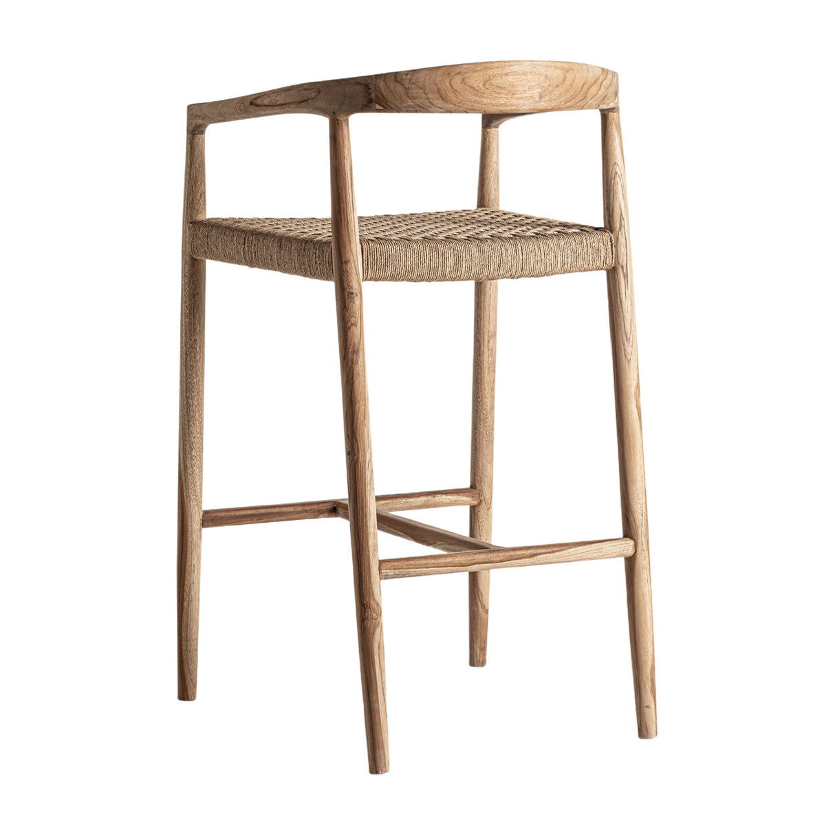 Modern European furniture - Brown Teak Curved Counter Stool - www.oroa.com | Oroa.com