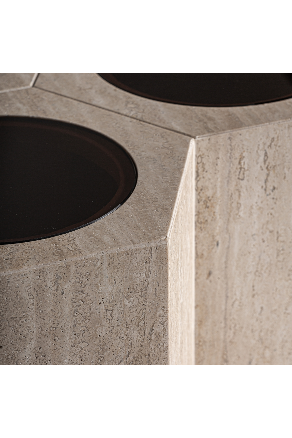 Triple Hexagon Travertine Side Table | Oroa.com