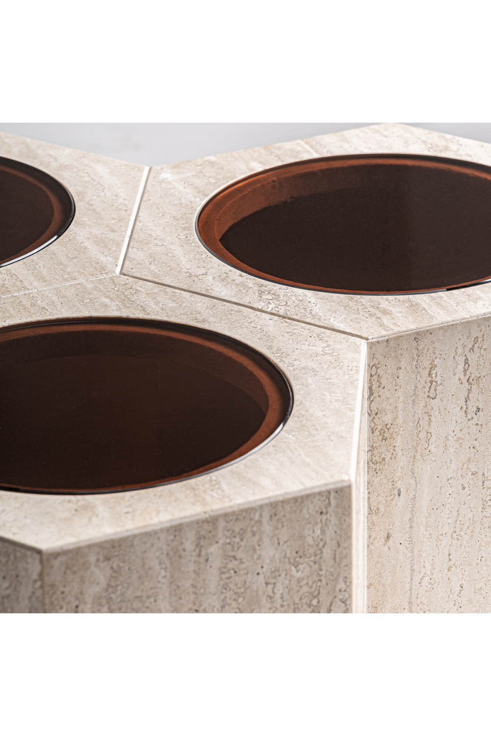 Triple Hexagon Travertine Side Table | Oroa.com