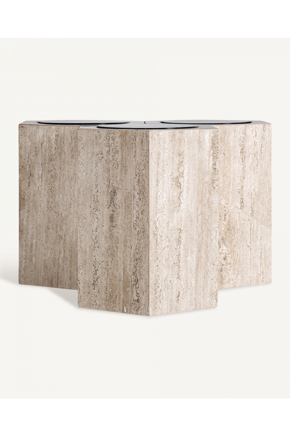 Triple Hexagon Travertine Side Table | Oroa.com
