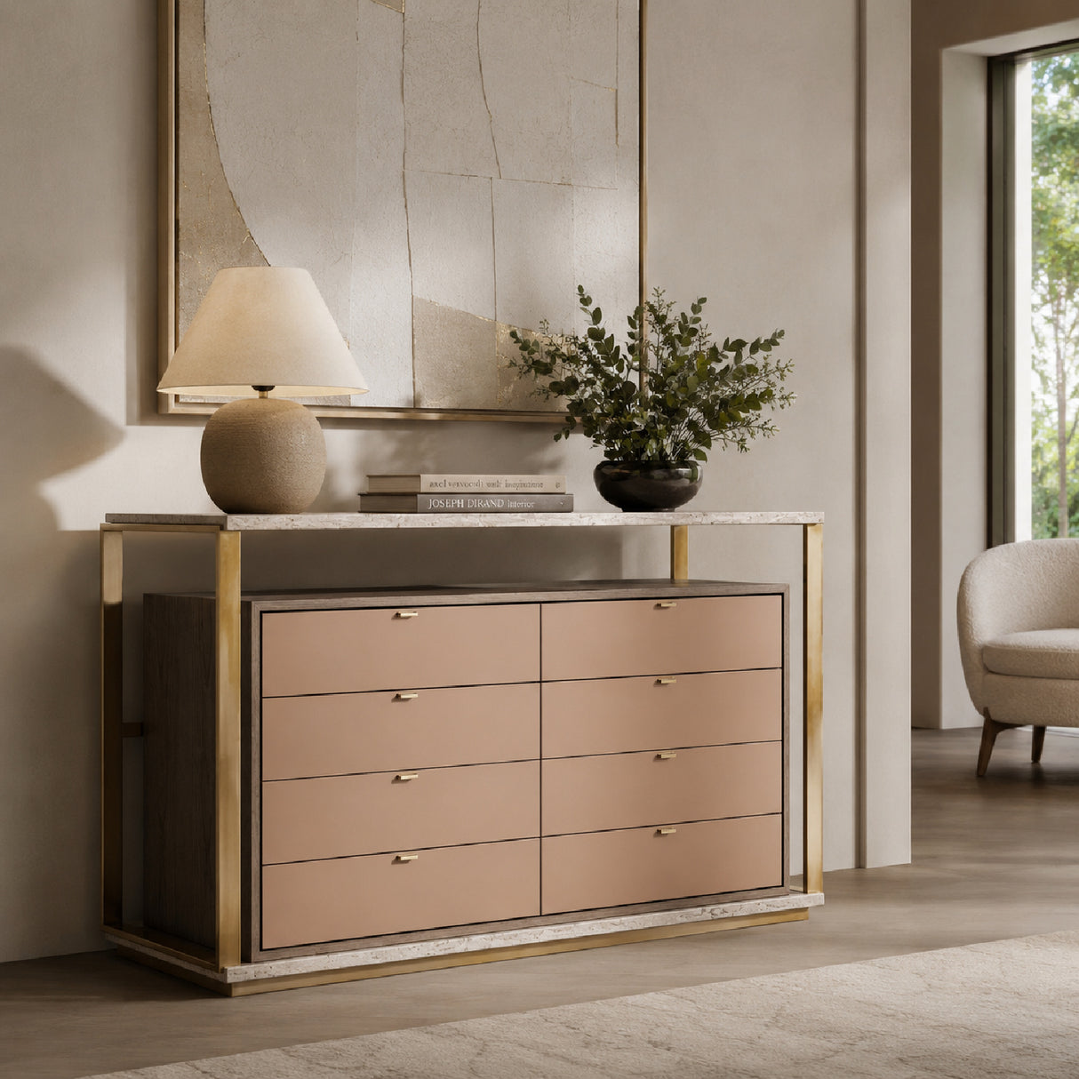 Modern European furniture - Gold 8-Drawer Chest - www.oroa.com | Oroa.com