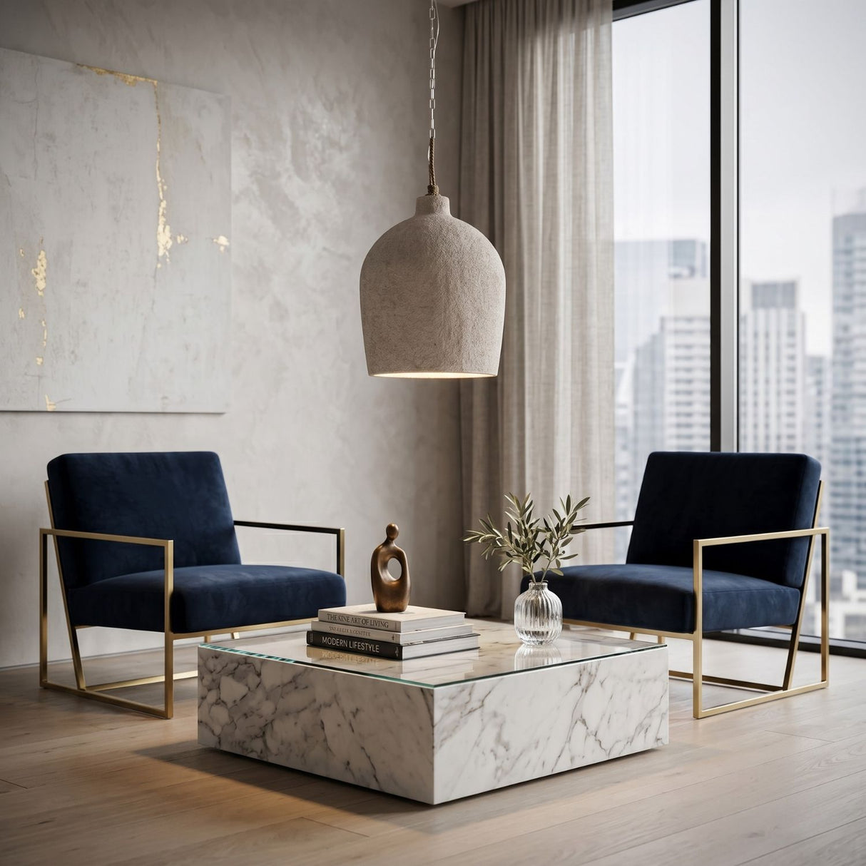 Beige Suar Wood Pendant Lamp | Oroa.com