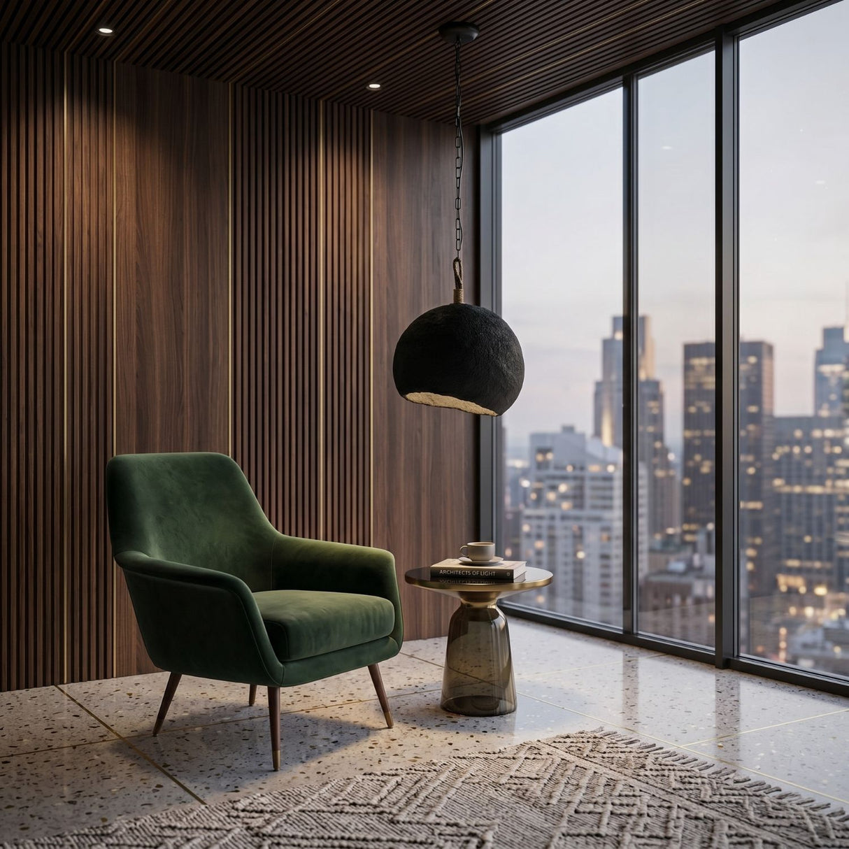 Black Rounded Pendant Lamp | Oroa.com