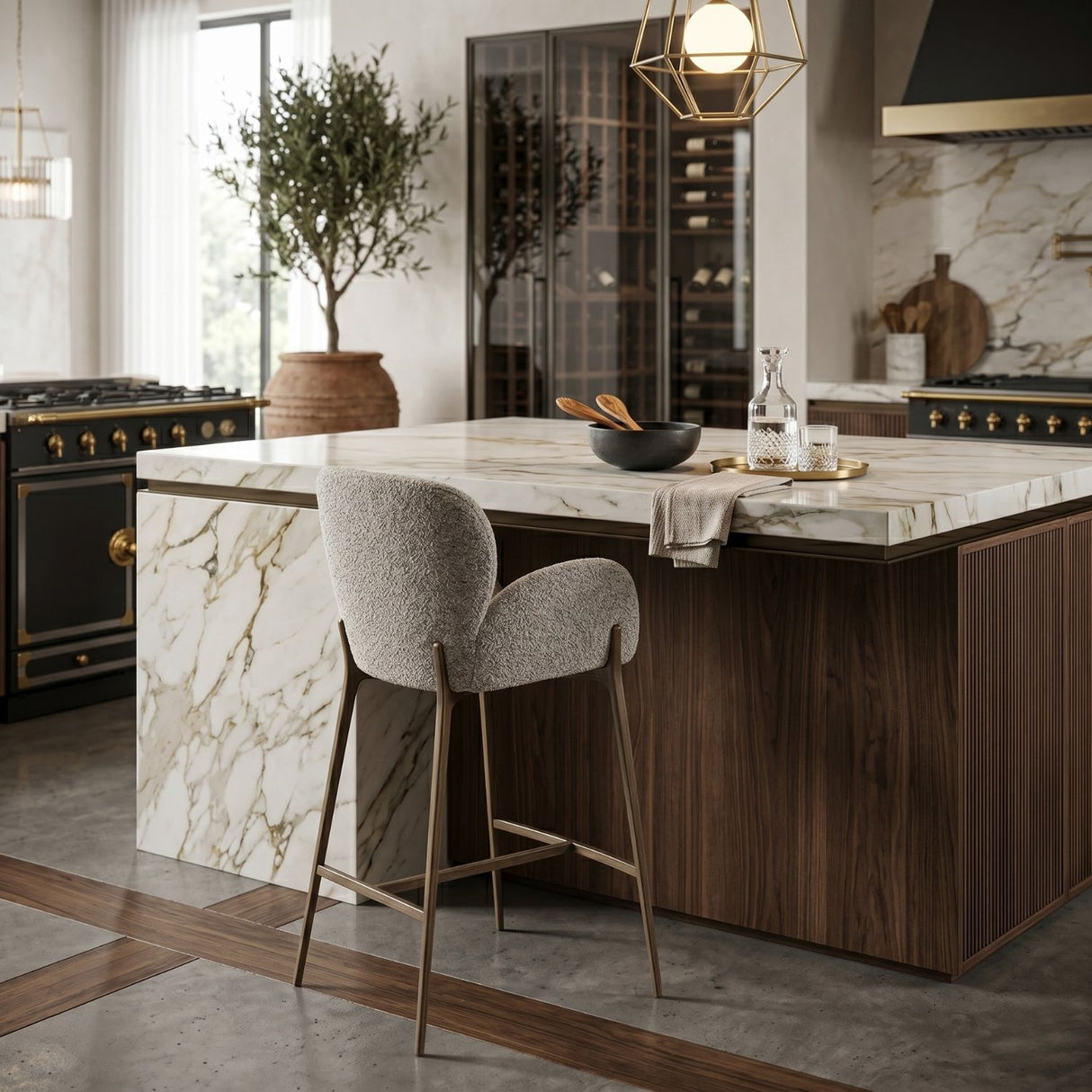 Gray Cotton Counter Stool | Oroa.com