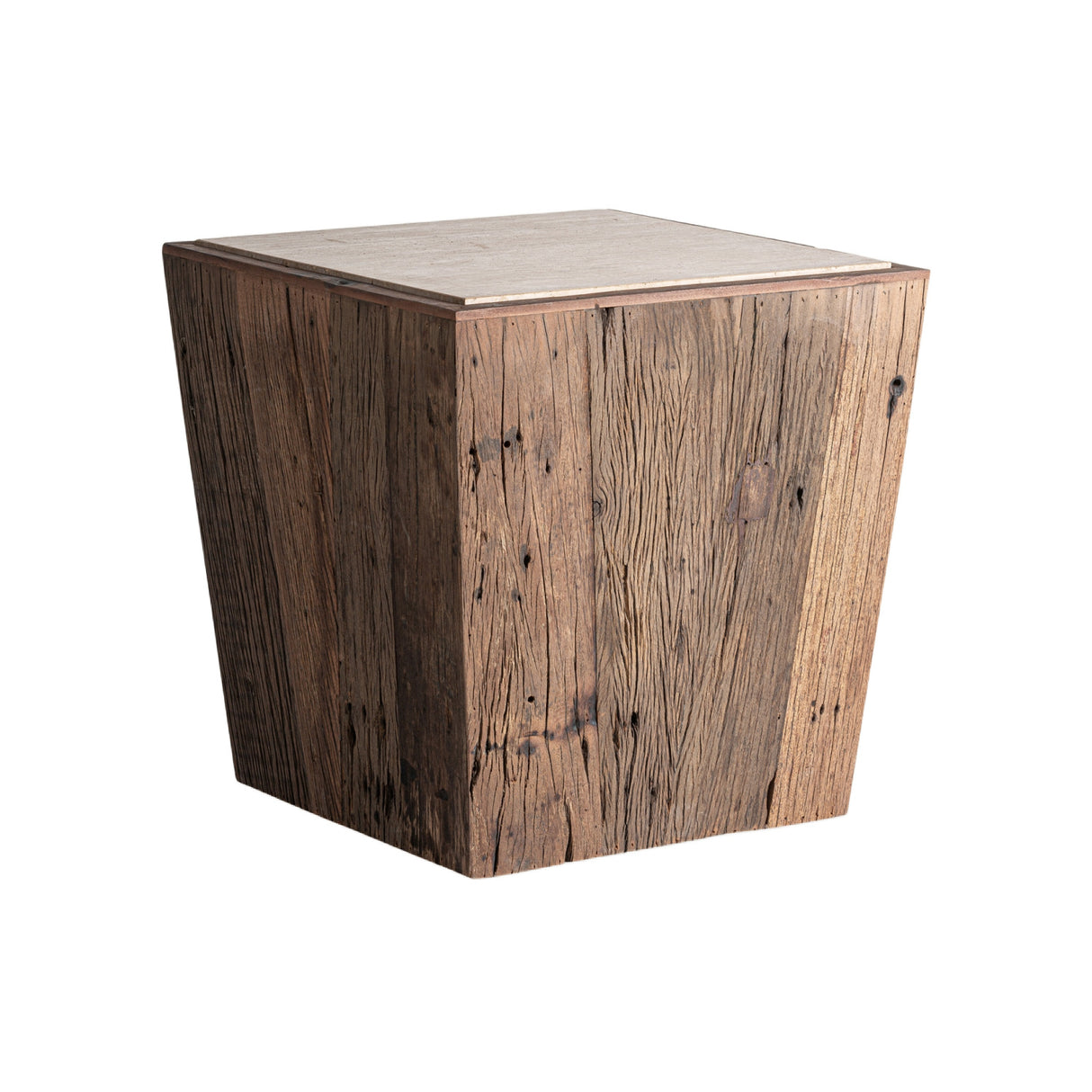 Aged Wood Travertine Side Table | Oroa.com
