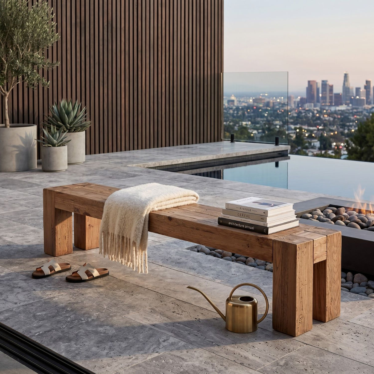 Modern European furniture - Natural Pine Wood Bench - www.oroa.com | Oroa.com