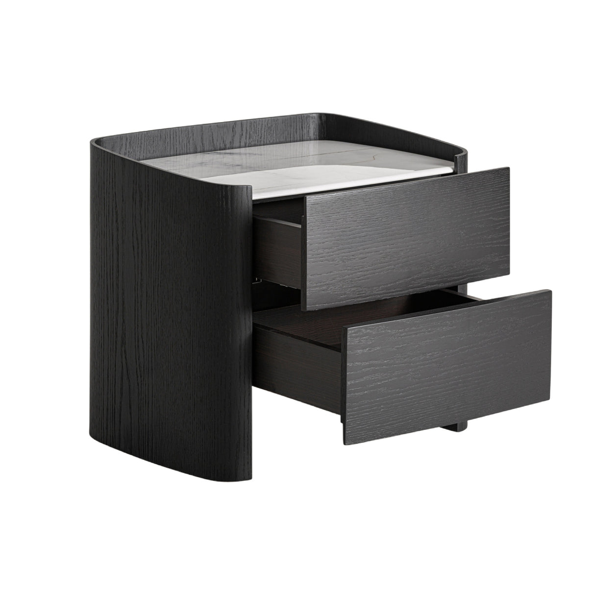 Modern European furniture - Black Oak 2-Drawer Bedside Table - www.oroa.com | Oroa.com