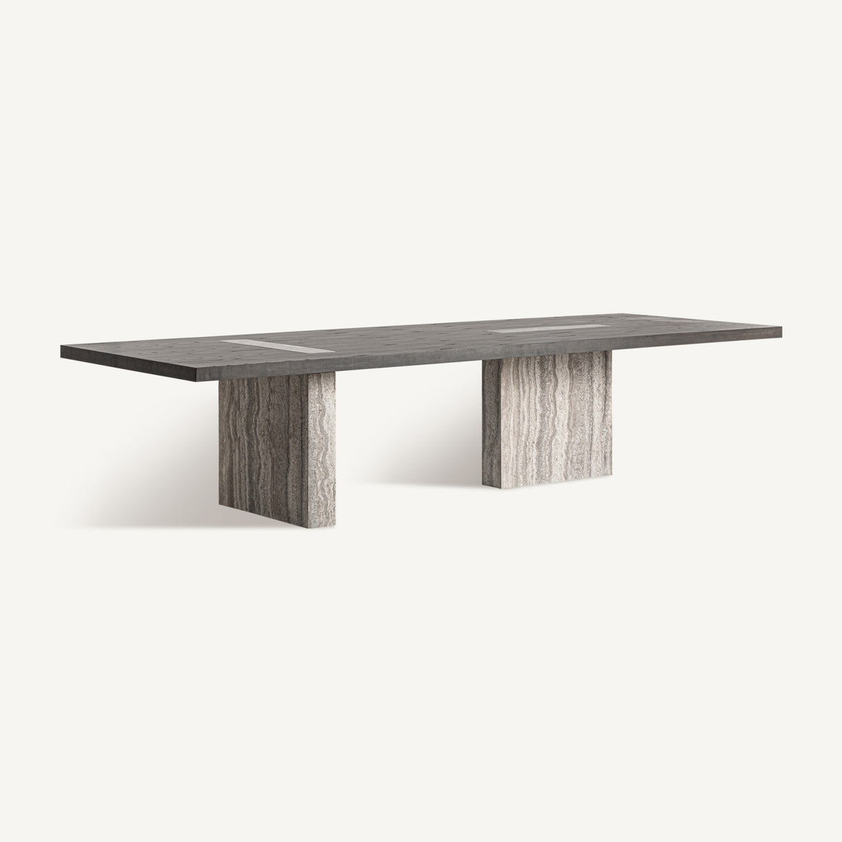 Modern European furniture - Gray Travertine Dining Table - www.oroa.com | Oroa.com