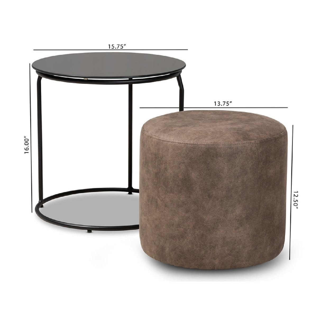 Black End Table Ottoman Set | Bali Loom Kira | Oroa.com