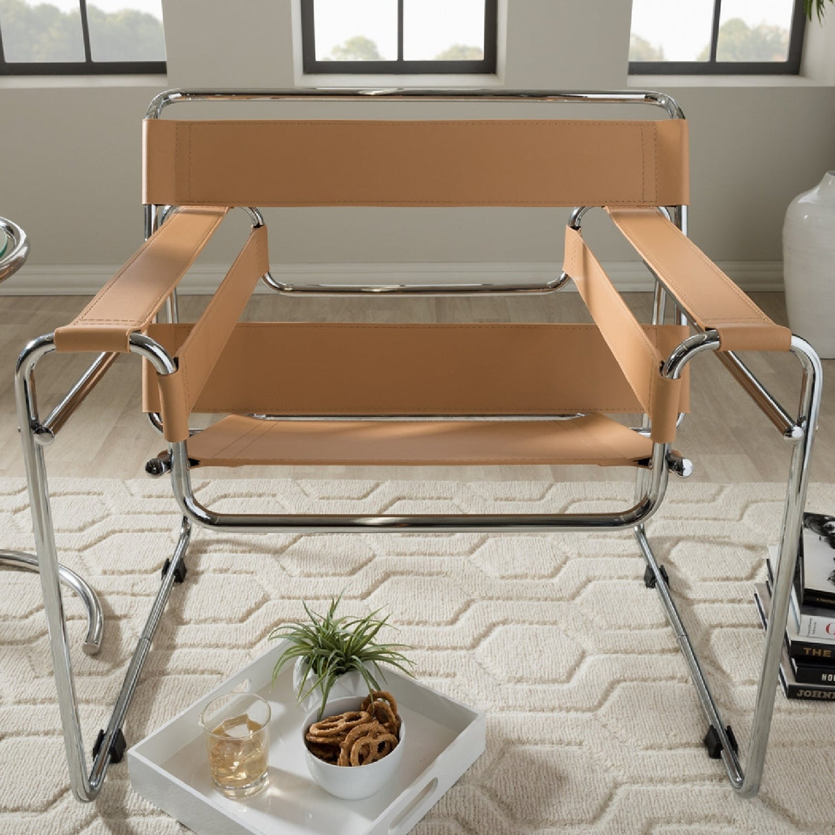 Leather Inspired Strips Accent Chair | Bali Loom Jericho | Oroa.com