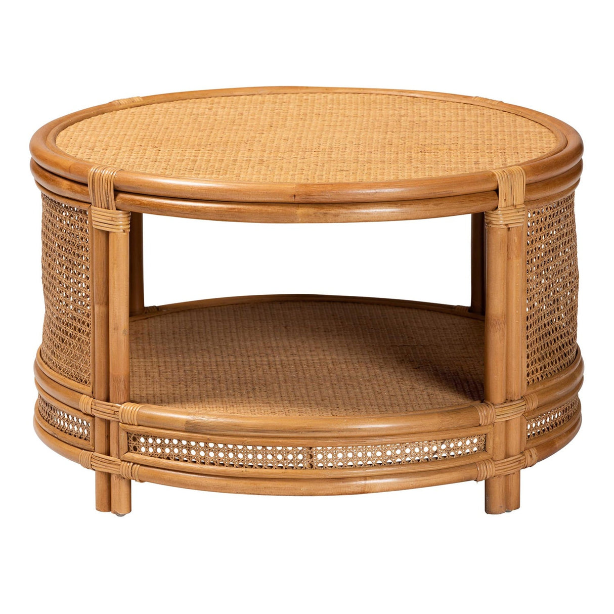 Modern European furniture - Round 2 Tier Rattan Coffee Table - www.oroa.com | Oroa.com